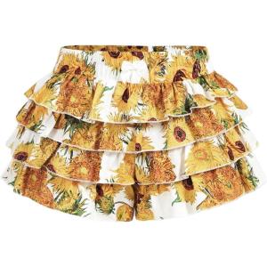 imageMakeMeChic Womens Leopard Bloomer Shorts Ruffle Hem Layered Y2K Bow Front Micro ShortsOrange