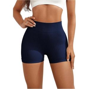 imageMakeMeChic Womens Workout Biker Shorts Elastic High Waisted Spandex Skinny Yoga Sporty ShortsDark Blue