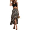 imageMakeMeChic Womens Boho Floral High Waisted Ruffle Skirt Split Thigh Swing Summer Maxi Long SkirtBlack
