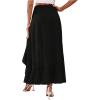 imageMakeMeChic Womens Boho Floral High Waisted Ruffle Skirt Split Thigh Swing Summer Maxi Long SkirtBlack a