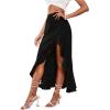 imageMakeMeChic Womens Boho Floral High Waisted Ruffle Skirt Split Thigh Swing Summer Maxi Long SkirtBlack a
