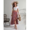 imageMakeMeChic Womens Boho Floral High Waisted Ruffle Skirt Split Thigh Swing Summer Maxi Long SkirtMaroon