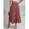 imageMakeMeChic Womens Boho Floral High Waisted Ruffle Skirt Split Thigh Swing Summer Maxi Long SkirtMaroon