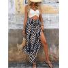 imageMakeMeChic Womens Boho Skirt Summer Beach Floral Flowy Long Midi SkirtBlue
