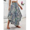 imageMakeMeChic Womens Boho Skirt Summer Beach Floral Flowy Long Midi SkirtBlue Multi