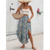 imageMakeMeChic Womens Boho Skirt Summer Beach Floral Flowy Long Midi SkirtBlue Multi