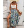 imageMakeMeChic Womens Boho Skirt Summer Beach Floral Flowy Long Midi SkirtBlue Multi