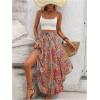 imageMakeMeChic Womens Boho Skirt Summer Beach Floral Flowy Long Midi SkirtRed