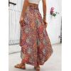 imageMakeMeChic Womens Boho Skirt Summer Beach Floral Flowy Long Midi SkirtRed