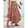 imageMakeMeChic Womens Boho Skirt Summer Beach Floral Flowy Long Midi SkirtRed
