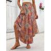 imageMakeMeChic Womens Boho Skirt Summer Beach Floral Flowy Long Midi SkirtRed