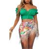 imageMakeMeChic Womens Floral Tie Side Wrap Tassel Mini Skirt Cover Up Beach SkirtMulticolor