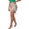 imageMakeMeChic Womens Floral Tie Side Wrap Tassel Mini Skirt Cover Up Beach SkirtMulticolor