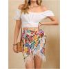 imageMakeMeChic Womens Floral Tie Side Wrap Tassel Mini Skirt Cover Up Beach SkirtMulticolor a