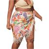 imageMakeMeChic Womens Floral Tie Side Wrap Tassel Mini Skirt Cover Up Beach SkirtPlus Multi