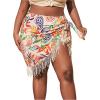 imageMakeMeChic Womens Floral Tie Side Wrap Tassel Mini Skirt Cover Up Beach SkirtPlus Multi