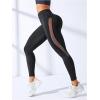 imageMakeMeChic Womens High Waist Skinny Sheer Mesh Insert Workout Leggings Yoga TightsBlack B