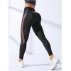imageMakeMeChic Womens High Waist Skinny Sheer Mesh Insert Workout Leggings Yoga TightsBlack B