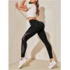 imageMakeMeChic Womens High Waist Skinny Sheer Mesh Insert Workout Leggings Yoga TightsBlack Cc