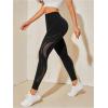 imageMakeMeChic Womens High Waist Skinny Sheer Mesh Insert Workout Leggings Yoga TightsBlack Cc