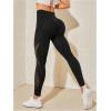imageMakeMeChic Womens High Waist Skinny Sheer Mesh Insert Workout Leggings Yoga TightsBlack Cc