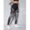 imageMakeMeChic Womens High Waist Skinny Sheer Mesh Insert Workout Leggings Yoga TightsBlack and Grey