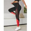 imageMakeMeChic Womens High Waist Skinny Sheer Mesh Insert Workout Leggings Yoga TightsBlack and Orange