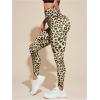 imageMakeMeChic Womens High Waist Skinny Sheer Mesh Insert Workout Leggings Yoga TightsBrown