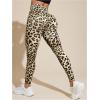 imageMakeMeChic Womens High Waist Skinny Sheer Mesh Insert Workout Leggings Yoga TightsBrown