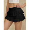 imageMakeMeChic Womens Lace Mini Skirt with Shorts Leopard Ruffle Skirt SkortBlack