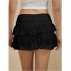 imageMakeMeChic Womens Lace Mini Skirt with Shorts Leopard Ruffle Skirt SkortBlack
