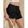 imageMakeMeChic Womens Lace Mini Skirt with Shorts Leopard Ruffle Skirt SkortBlack