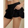 imageMakeMeChic Womens Lace Mini Skirt with Shorts Leopard Ruffle Skirt SkortBlack