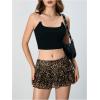 imageMakeMeChic Womens Lace Mini Skirt with Shorts Leopard Ruffle Skirt SkortLeopard