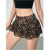 imageMakeMeChic Womens Lace Mini Skirt with Shorts Leopard Ruffle Skirt SkortLeopard