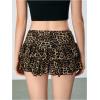 imageMakeMeChic Womens Lace Mini Skirt with Shorts Leopard Ruffle Skirt SkortLeopard