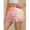 imageMakeMeChic Womens Lace Mini Skirt with Shorts Leopard Ruffle Skirt SkortPink