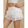 imageMakeMeChic Womens Lace Mini Skirt with Shorts Leopard Ruffle Skirt SkortWhite