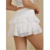 imageMakeMeChic Womens Lace Mini Skirt with Shorts Leopard Ruffle Skirt SkortWhite