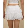 imageMakeMeChic Womens Lace Mini Skirt with Shorts Leopard Ruffle Skirt SkortWhite