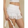 imageMakeMeChic Womens Lace Mini Skirt with Shorts Leopard Ruffle Skirt SkortWhite