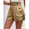 imageMakeMeChic Womens Metallic Shorts High Waisted Wide Leg Party ShortsGold
