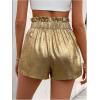 imageMakeMeChic Womens Metallic Shorts High Waisted Wide Leg Party ShortsGold