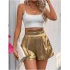 imageMakeMeChic Womens Metallic Shorts High Waisted Wide Leg Party ShortsGold