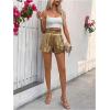 imageMakeMeChic Womens Metallic Shorts High Waisted Wide Leg Party ShortsGold