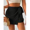 imageMakeMeChic Womens Mini Wrap Shorts Elastic High Waisted Knot Front Skort Shorts SkirtBlack