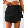 imageMakeMeChic Womens Mini Wrap Shorts Elastic High Waisted Knot Front Skort Shorts SkirtBlack