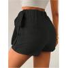 imageMakeMeChic Womens Mini Wrap Shorts Elastic High Waisted Knot Front Skort Shorts SkirtBlack