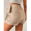 imageMakeMeChic Womens Mini Wrap Shorts Elastic High Waisted Knot Front Skort Shorts SkirtKhaki