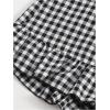 imageMakeMeChic Womens Plaid Gingham Elastic Waist Ruffle Trim Wrap Tie Side Summer ShortsBlack and White